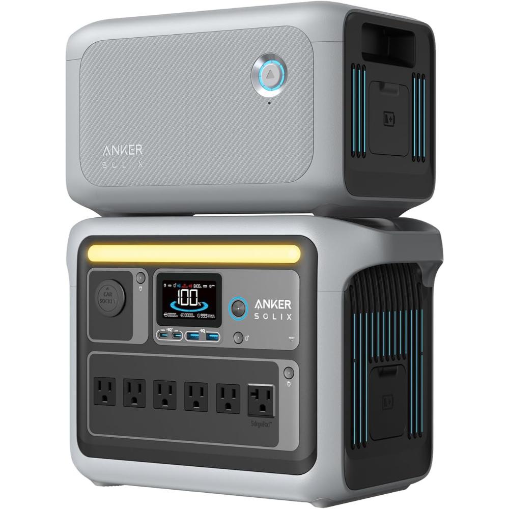 Anker SOLIX C1000 2112Wh/1800W LiFePO4 Power Station + Extra Battery