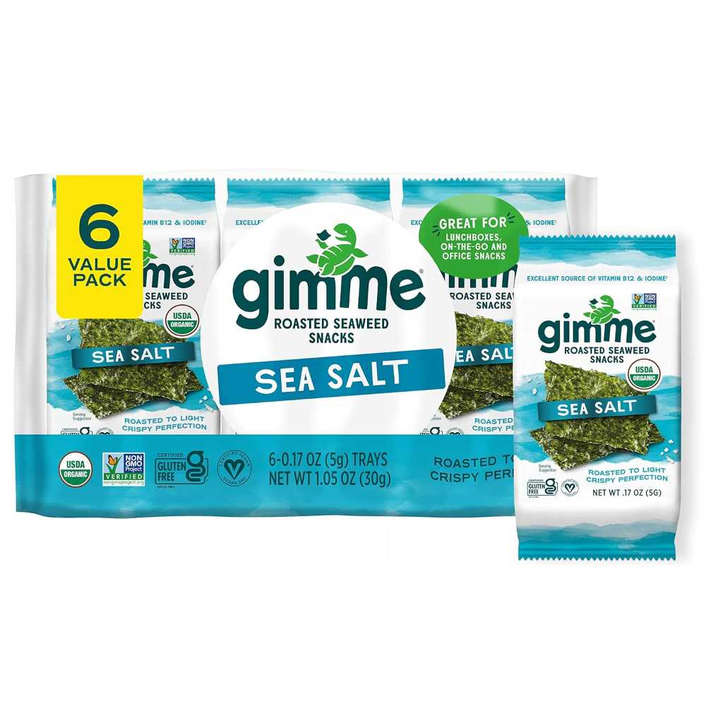 6-Pack Gimme Organic Roasted Seaweed Snacks (Sea Salt)