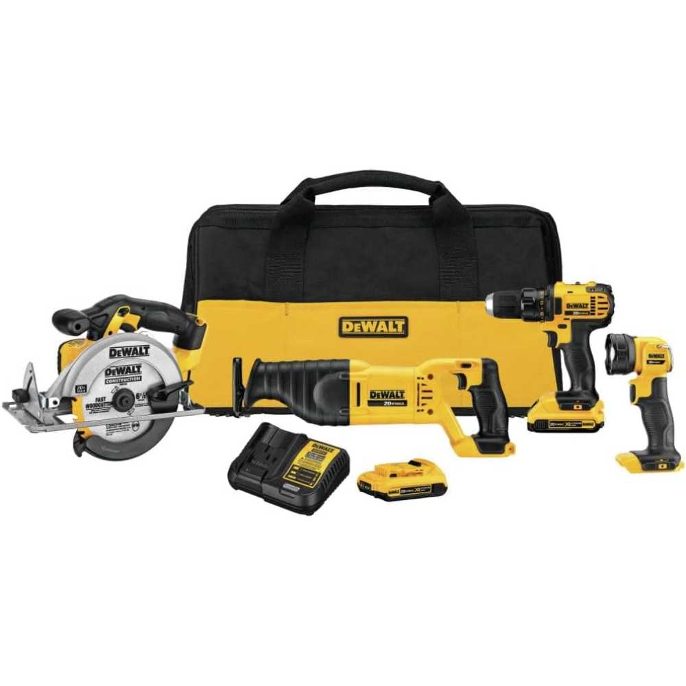 DEWALT 20V MAX 4-Tool Combo Kit w/ 2x Batteries & Charger