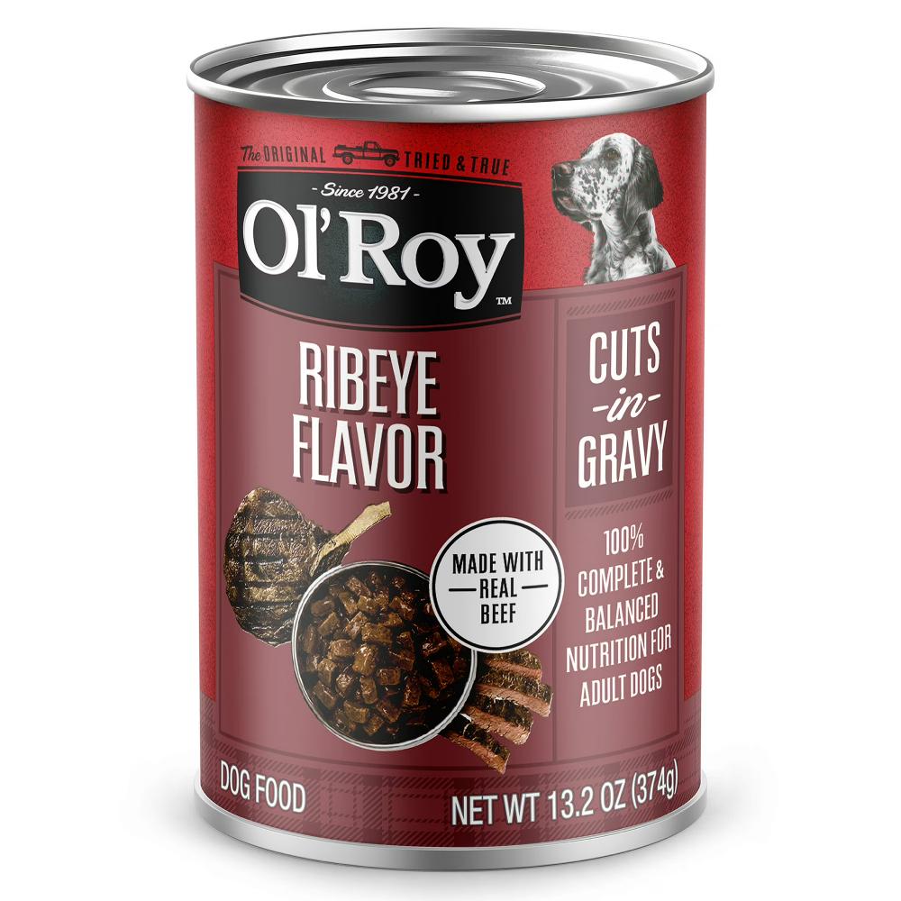 12-Pack Ol' Roy Ribeye Flavor Cuts in Gravy Wet Dog Food for Adult Dogs, 13.2 oz.