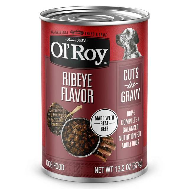 12-Pack Ol' Roy Ribeye Flavor Cuts in Gravy Wet Dog Food for Adult Dogs, 13.2 oz.