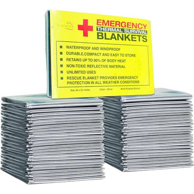 10-Pack Rawyer Emergency Mylar Thermal Survival Blankets (84" x 52")