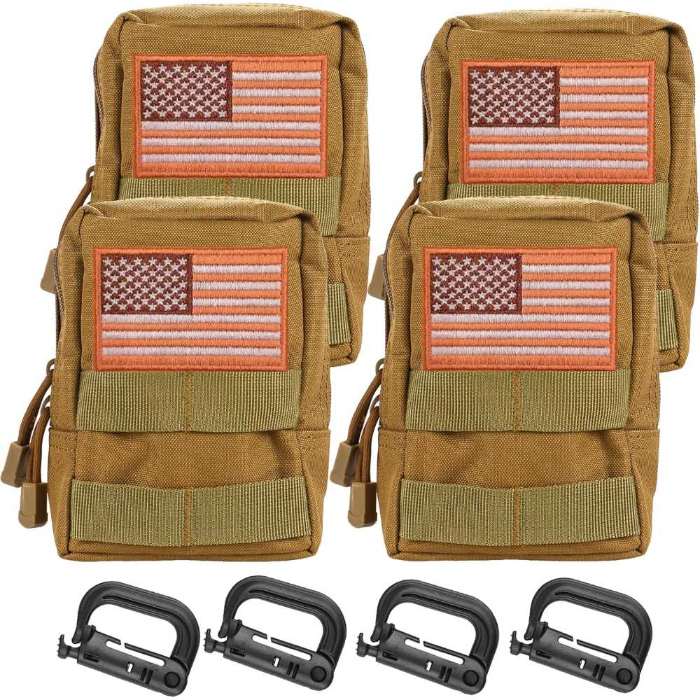 4-Pack Yutetuter MOLLE Utility Pouches w/ 4x D-Ring Clips
