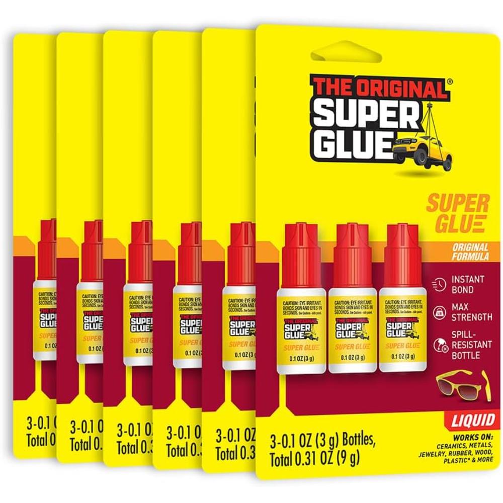 18-Pack Super Glue Original Formula Spill-Resistant Bottle