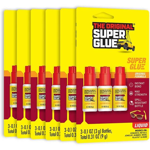 18-Pack Super Glue Original Formula Spill-Resistant Bottle
