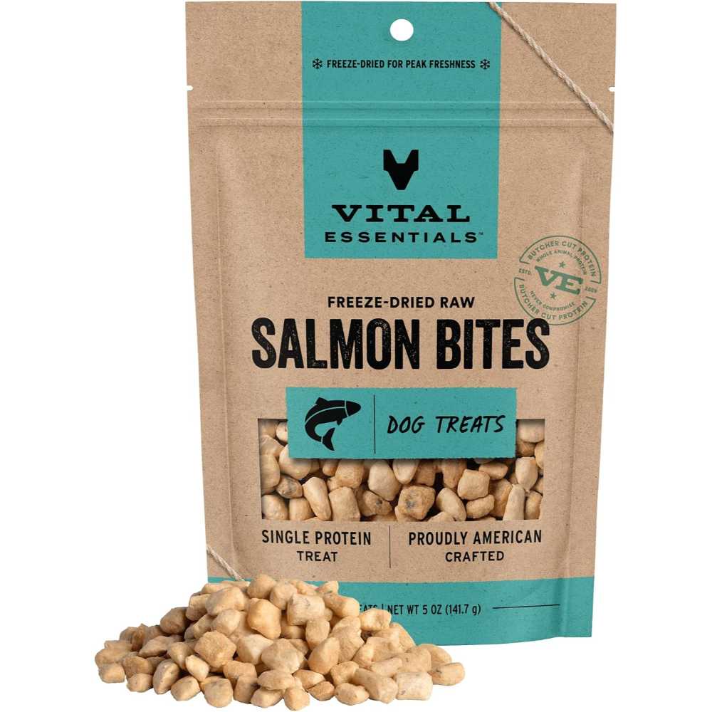 Vital Essentials Freeze Dried Salmon Bites Dog Treats, 5 oz.