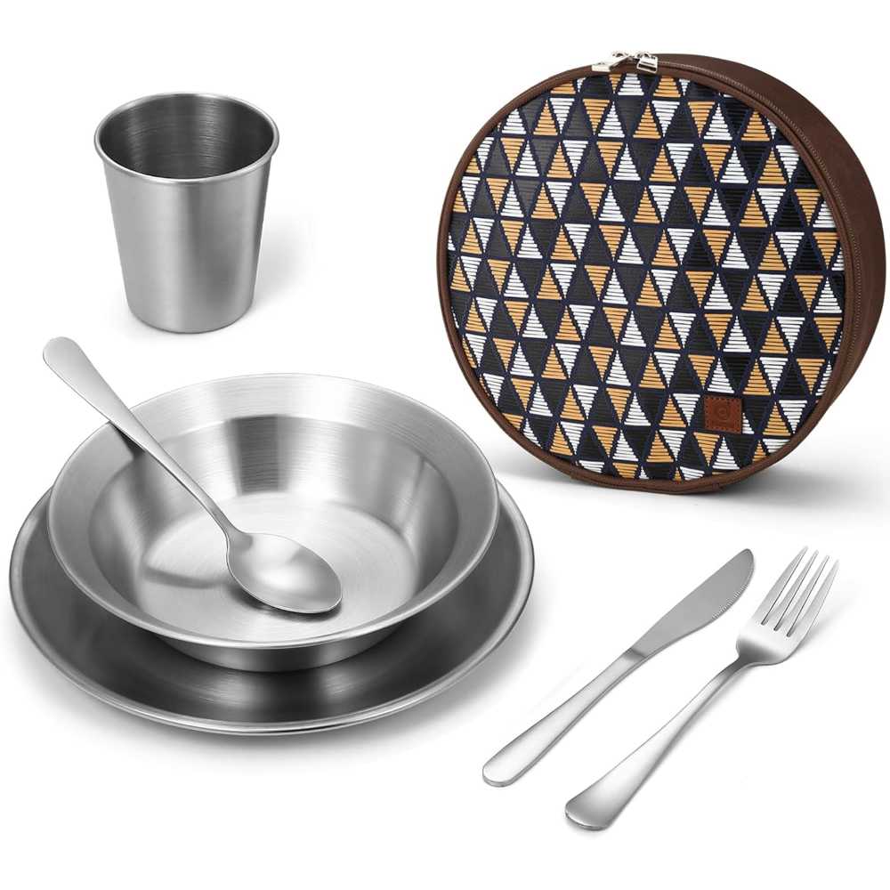Odoland Stainless Steel Camping Mess Kit