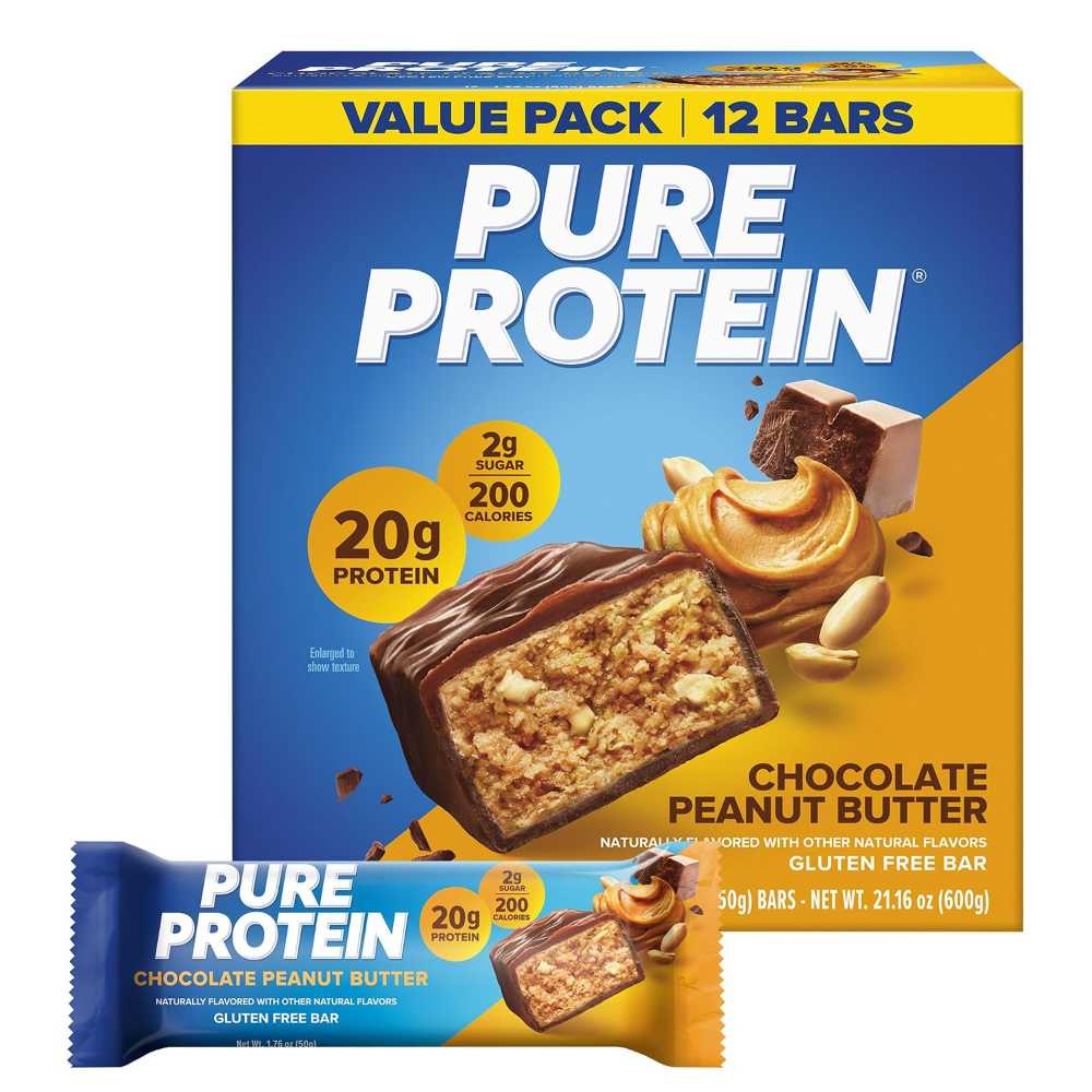 12-Pack Pure Protein Chocolate Peanut Butter Protein Bars