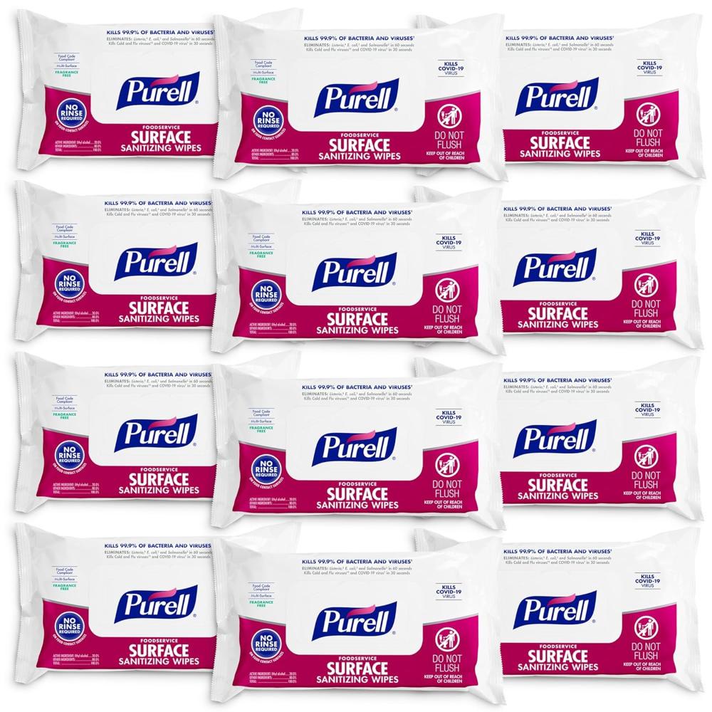 12-Pack Purell Foodservice Surface Sanitizing Wipes