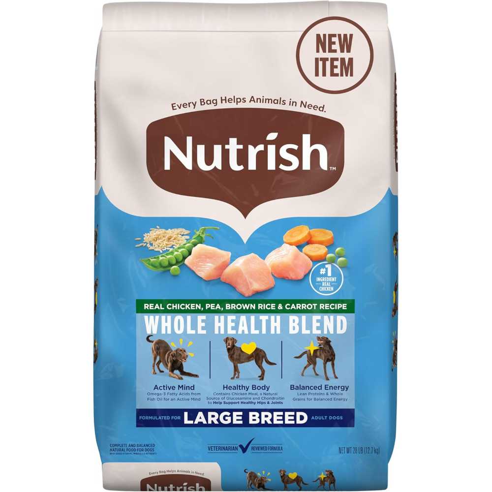 Nutrish Large Breed Dry Dog Food, 28 lb. (Real Chicken, Pea, Brown Rice & Carrot Recipe)