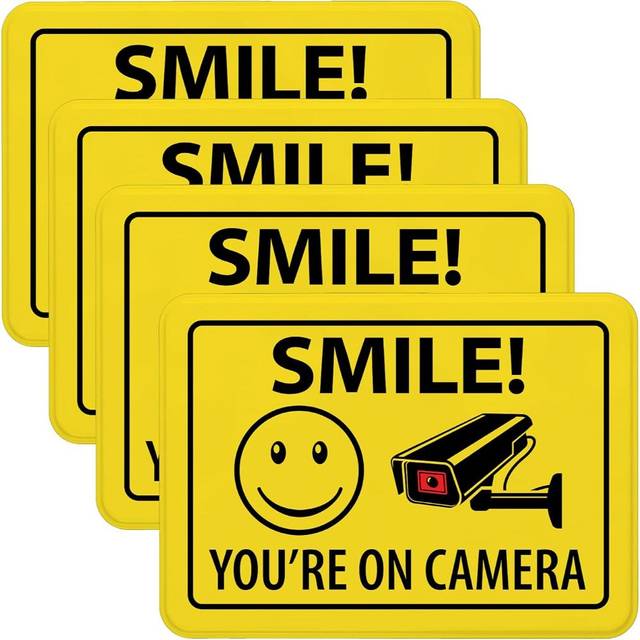 4-Pack Excello Smile Security Surveillance Plastic Sign