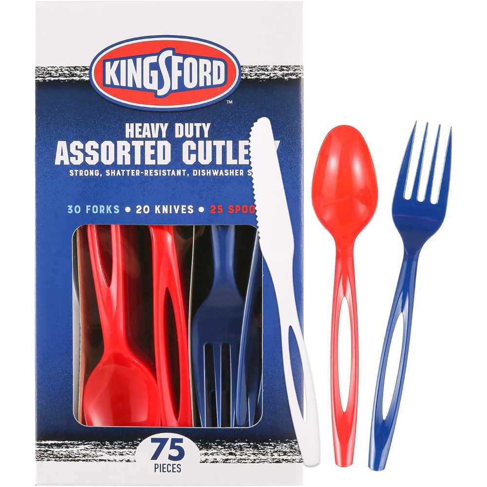 75-Pack Kingsford Heavy Duty Reusable Assorted Cutlery