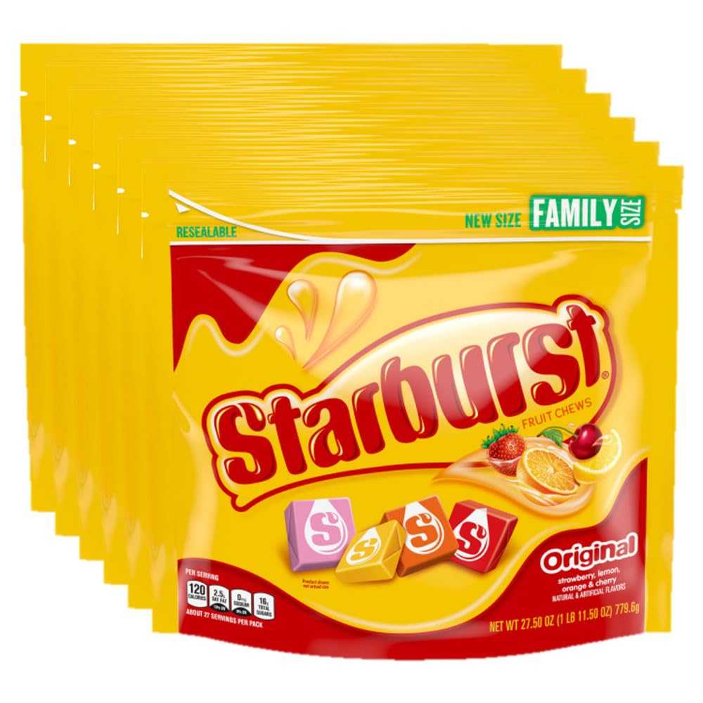 6-Pack Starburst Original Fruit Chew Candy, Bulk Size 27.5 oz