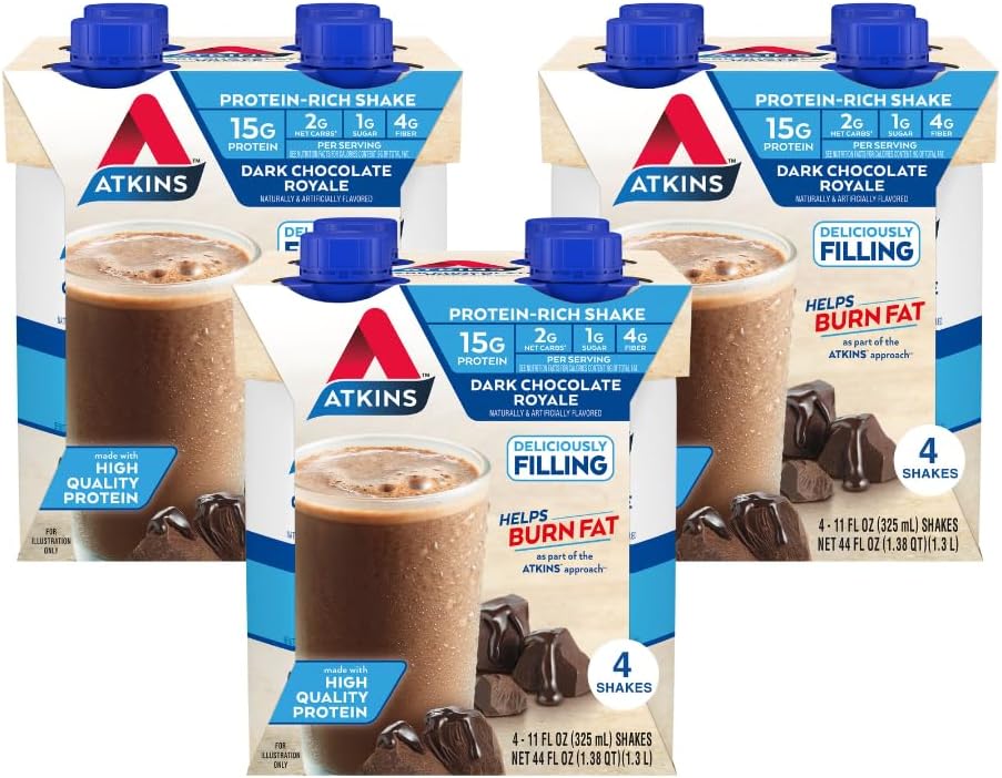 12-Pack Atkins Protein Shake, 11 oz. (Dark Chocolate Royale)