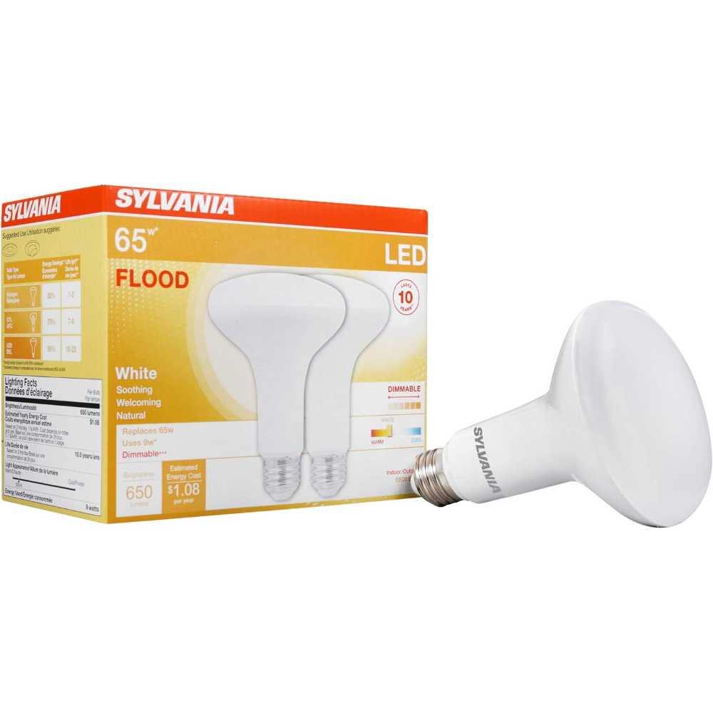 2-Pack Sylvania 9W LED Dimmable Flood Light Bulb