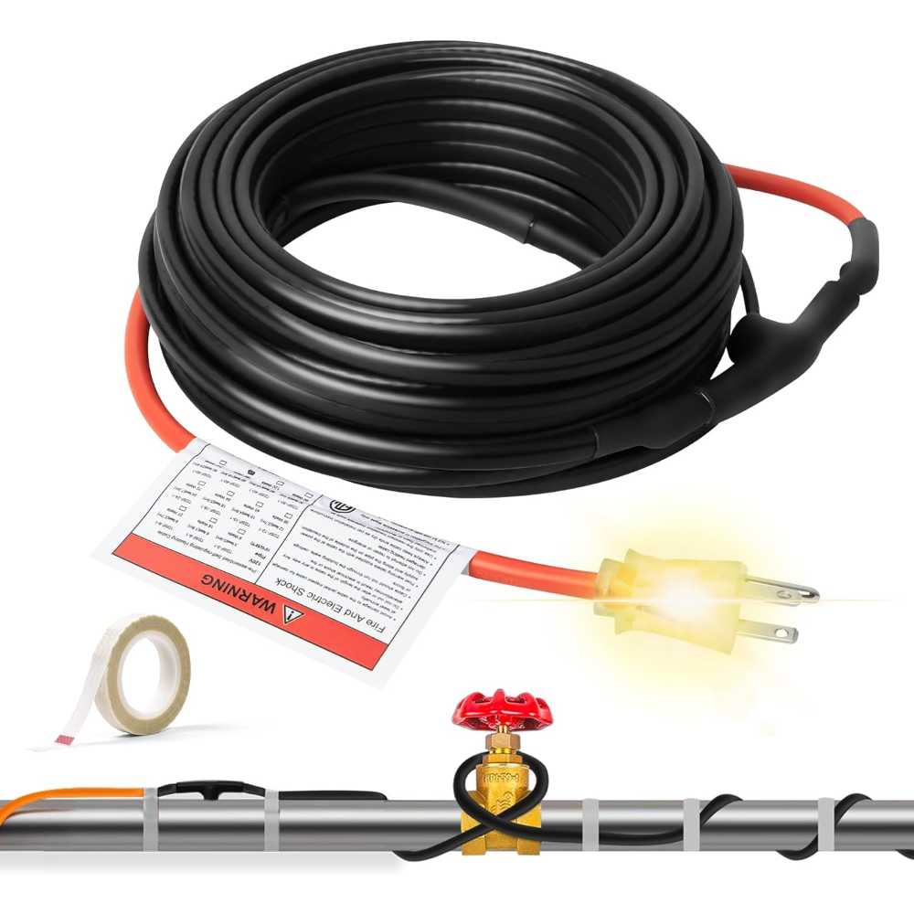 Topdure 80' Self-Regulating Pipe Heating Cable w/ Built-in Thermostat (3W/ft.)