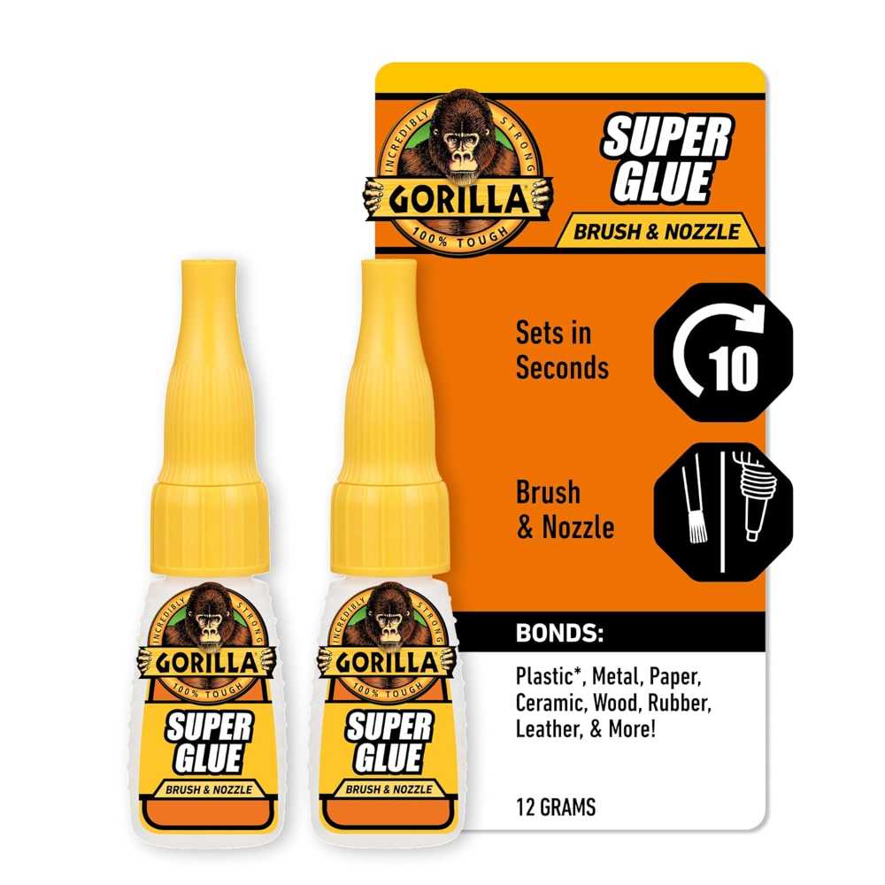 2-Pack Gorilla Super Glue w/ Brush & Nozzle Applicator, 12 g.