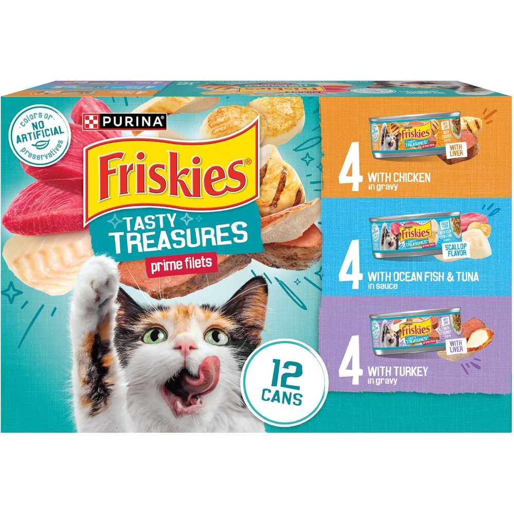 12-Pack Purina Friskies Tasty Treasures Prime Filets Variety Pack, 5.5 oz.