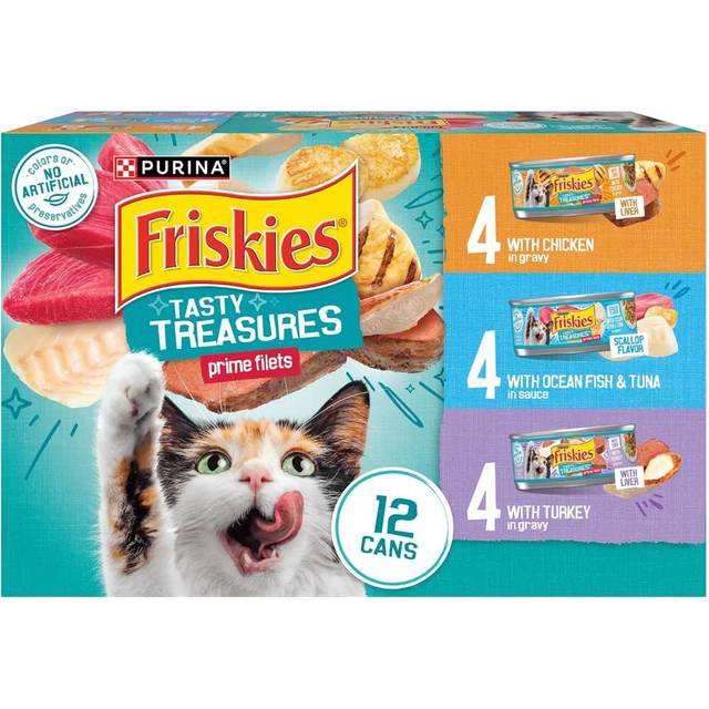 12-Pack Purina Friskies Tasty Treasures Prime Filets Variety Pack, 5.5 oz.