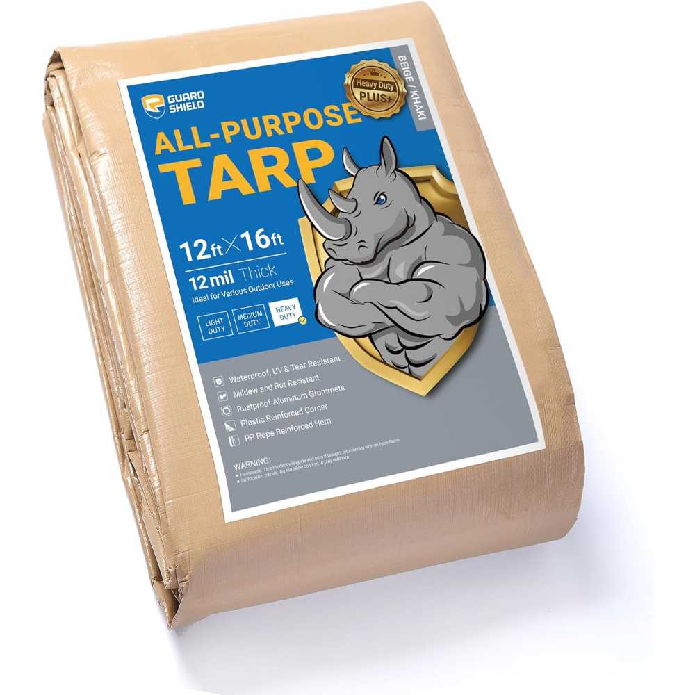 Guard Shield 12' x 16' Heavy Duty Plus+ 12-Mil Tarp (Khaki)