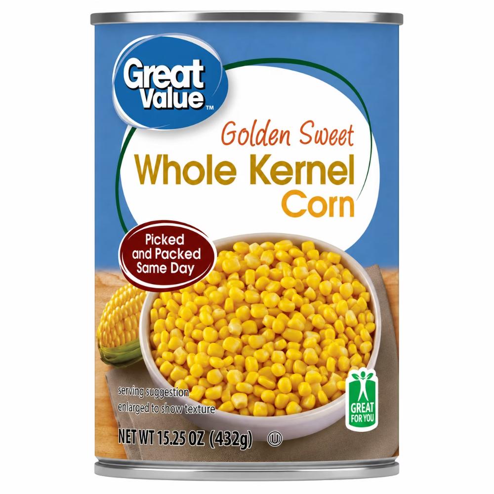 Great Value Golden Sweet Whole Kernel Corn, 15.25 oz.