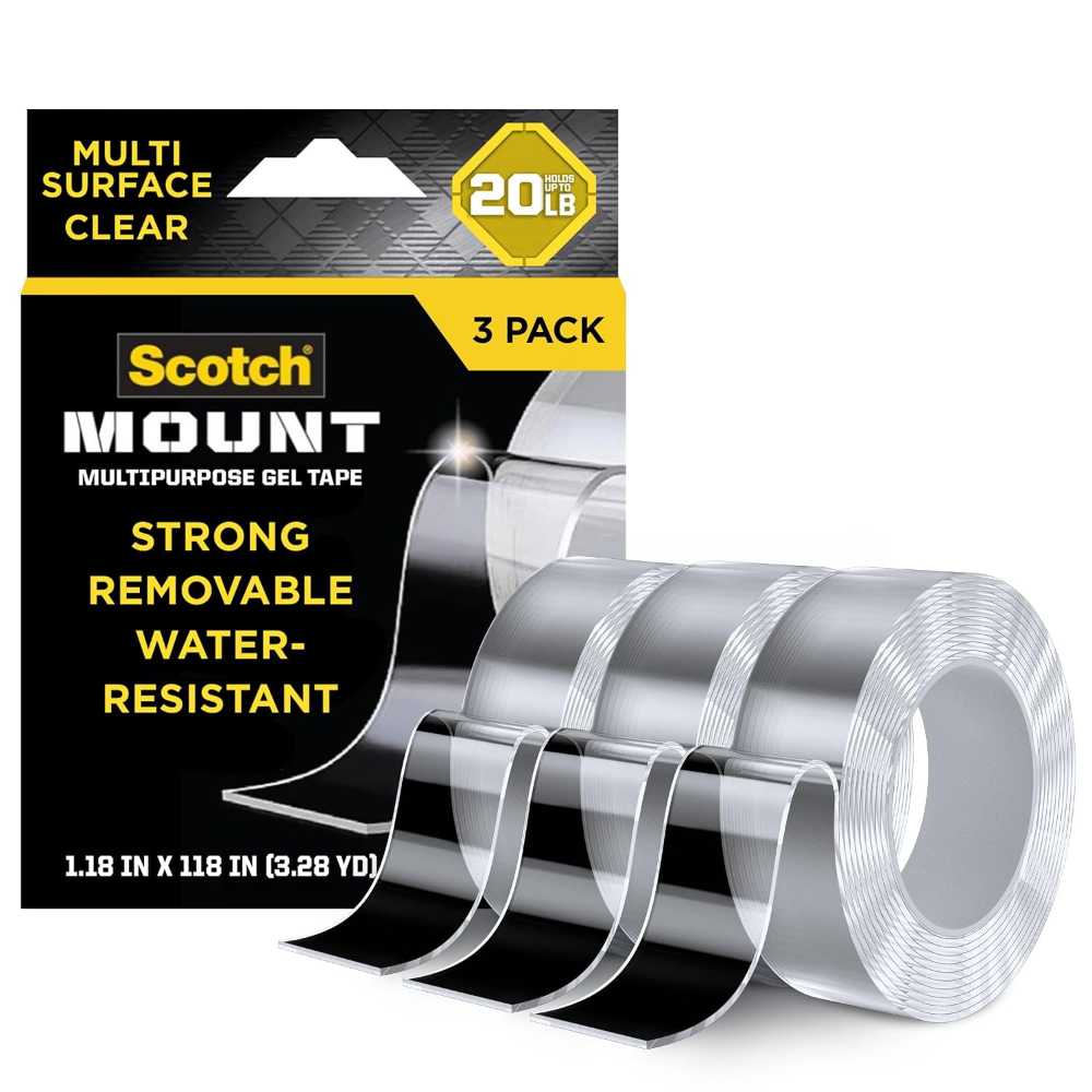 3-Pack Scotch 20 lb. Multi-Purpose Gel Mounting Tape (1.18" x 118")