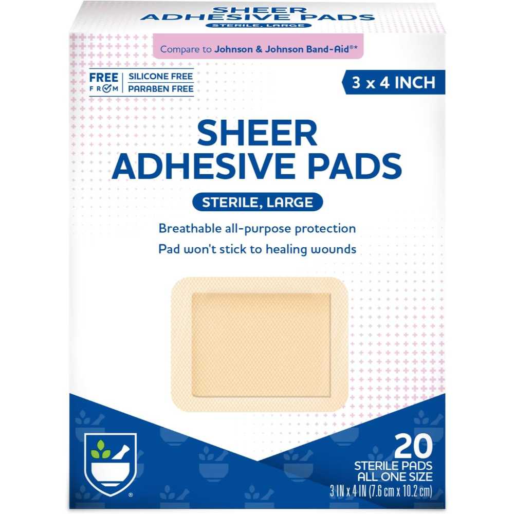 20-Pack Rite Aid 3" x 4" Sheer Adhesive Bandages w/ Sterile Non Stick Pad