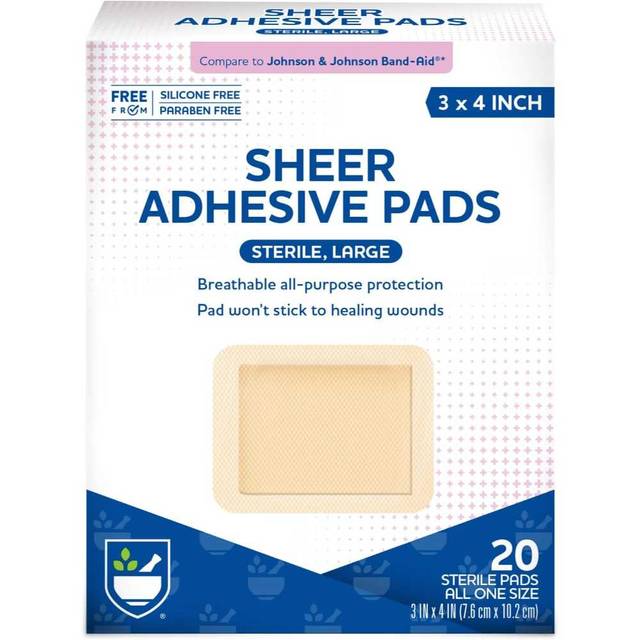 20-Pack Rite Aid 3" x 4" Sheer Adhesive Bandages w/ Sterile Non Stick Pad