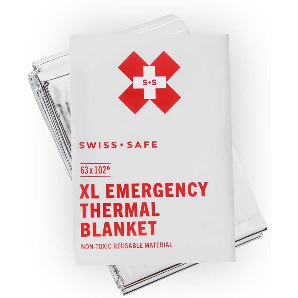 25-Pack Swiss Safe XL Emergency Mylar Thermal Survival Blankets (102" x 63")