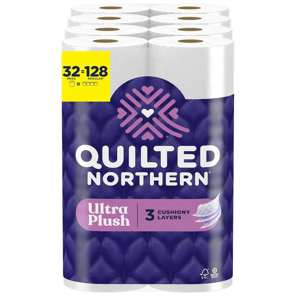 32-Pack Quilted Northern Ultra Plush 3-Ply Toilet Paper Mega Rolls