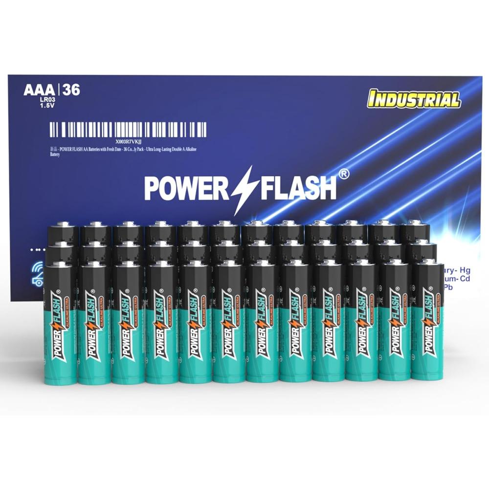 36-Pack Power Flash Alkaline AAA Batteries
