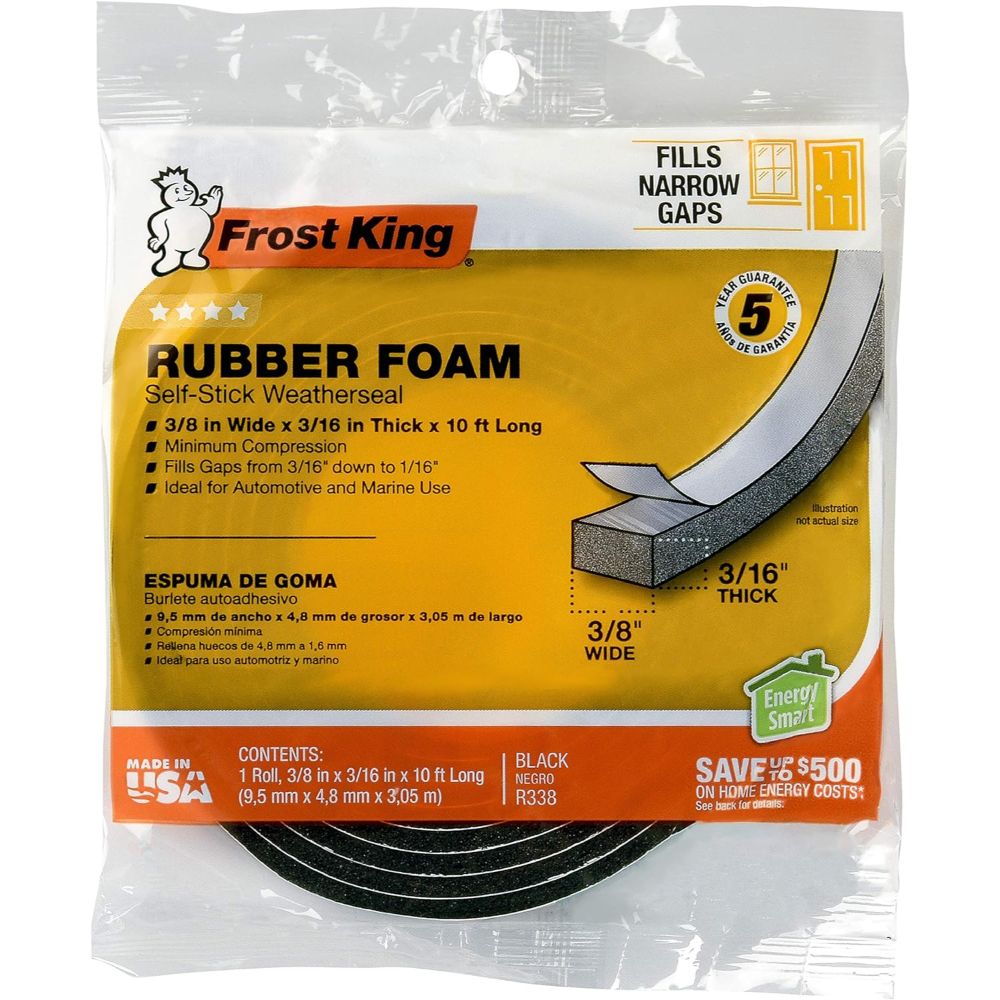 Frost King Self-Stick Rubber Foam Weatherseal (3/8" x 3/16" x 10')