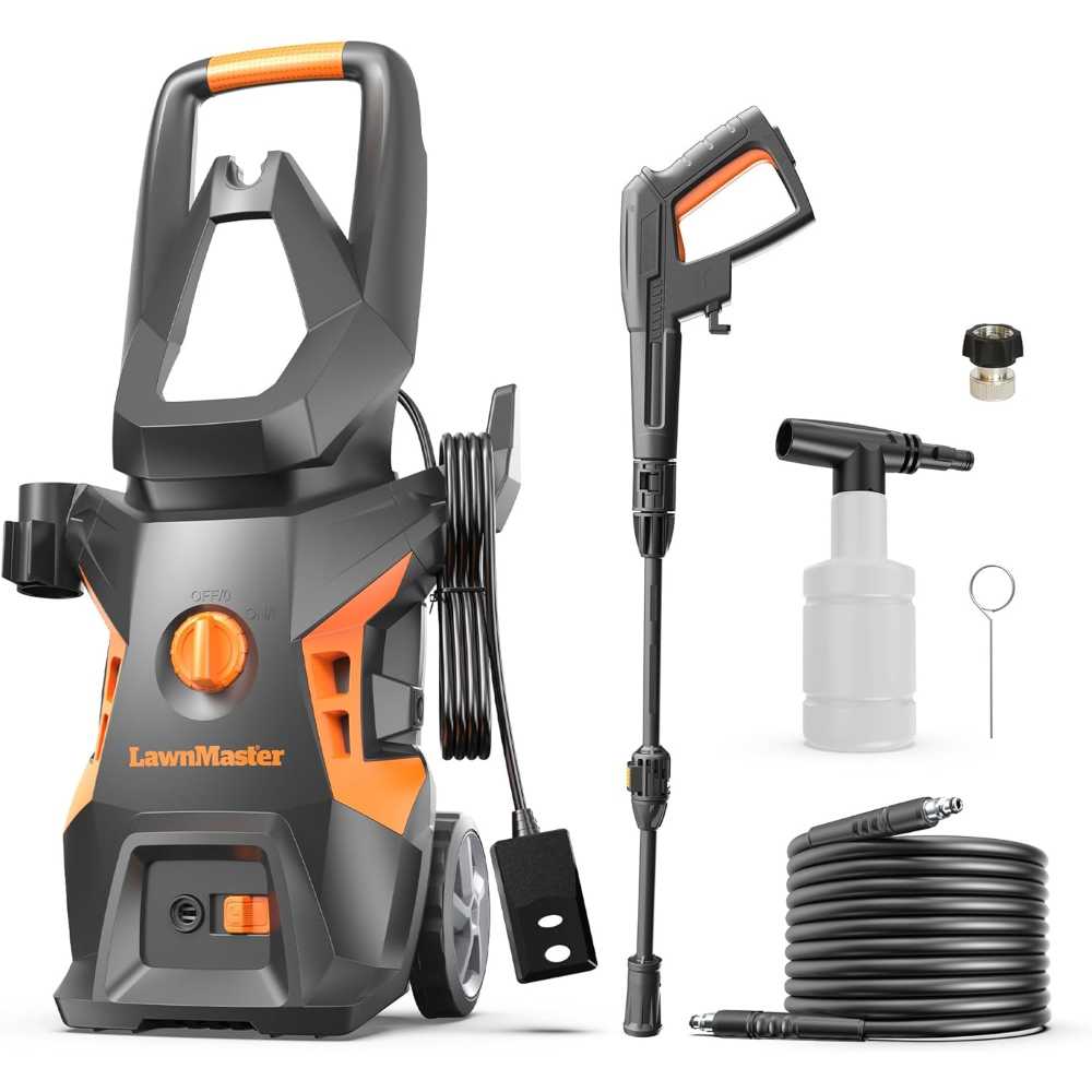LawnMaster Electric Pressure Washer w/ Foam Bottle (1.4 GPM, 2100 PSI)