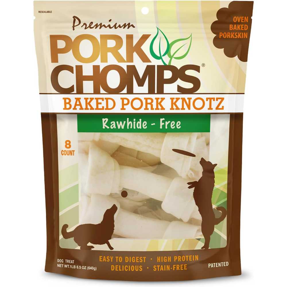 8-Pack Pork Chomps 7" Baked Pork Skin Dog Chews