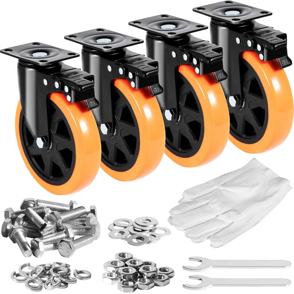 4-Pack VEVOR 6" 2800 lb. Swivel Plate Caster Wheels