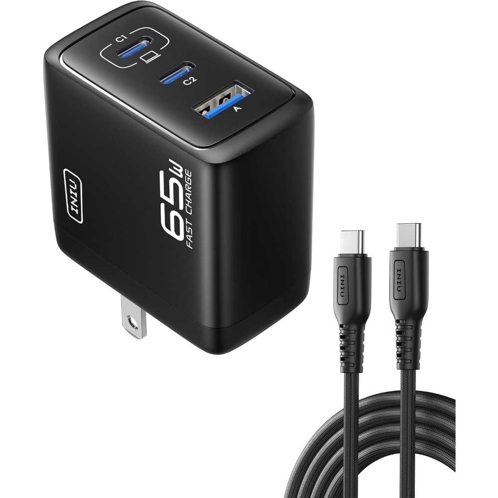 INIU 65W 3-Port USB-C Charger Block