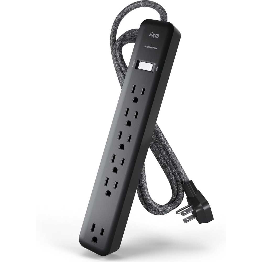 KMC 6-Outlet 1080J Surge Protector w/ 6' Braided Cord