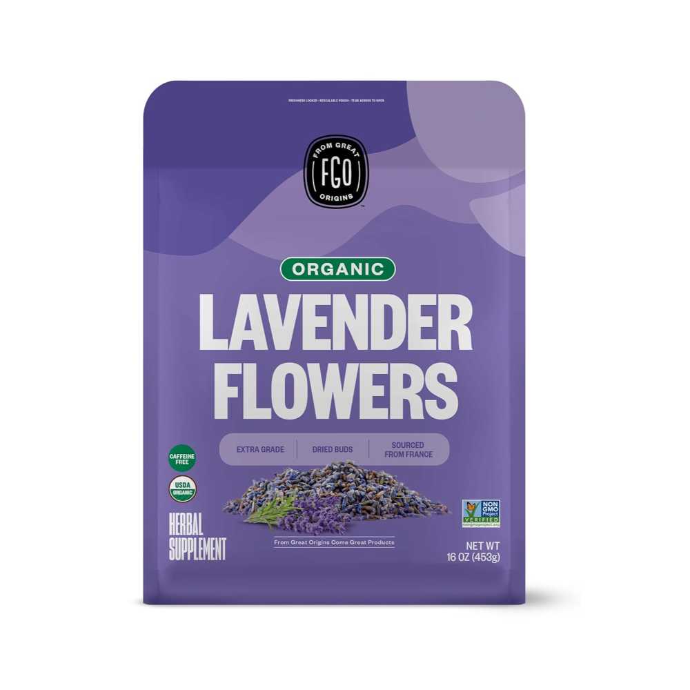 FGO Organic Dried Lavender Flowers Bulk Pouch, 16 oz.