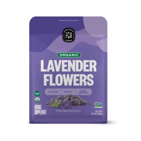 FGO Organic Dried Lavender Flowers Bulk Pouch, 16 oz.
