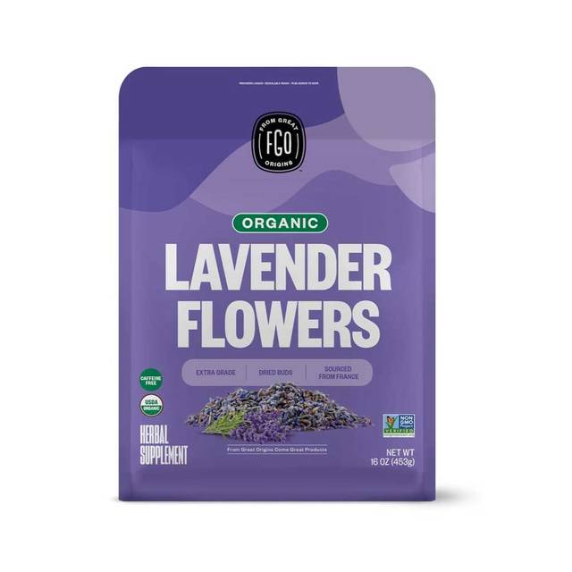 FGO Organic Dried Lavender Flowers Bulk Pouch, 16 oz.