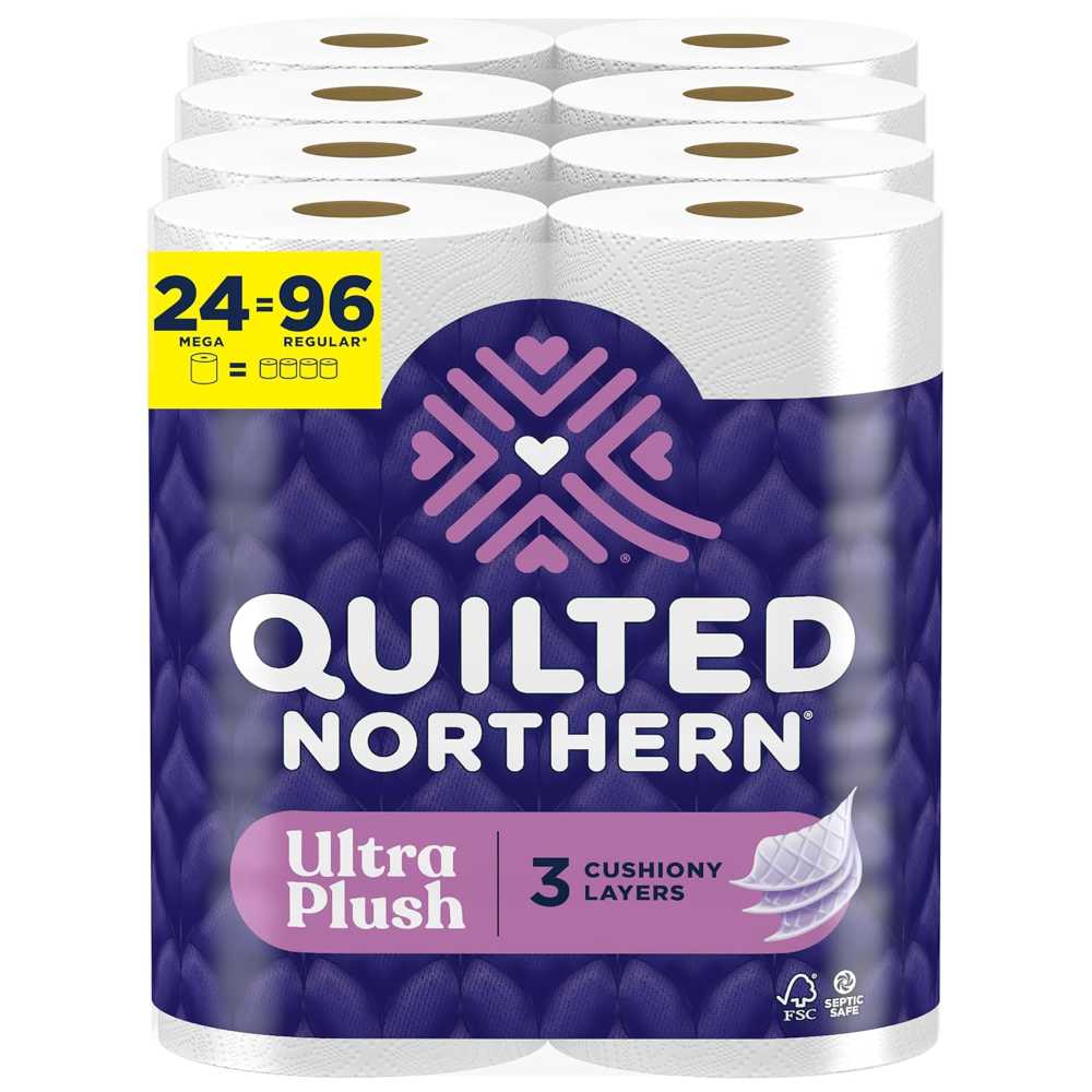 24-Pack Quilted Northern Ultra Plush Toilet Paper Mega Rolls