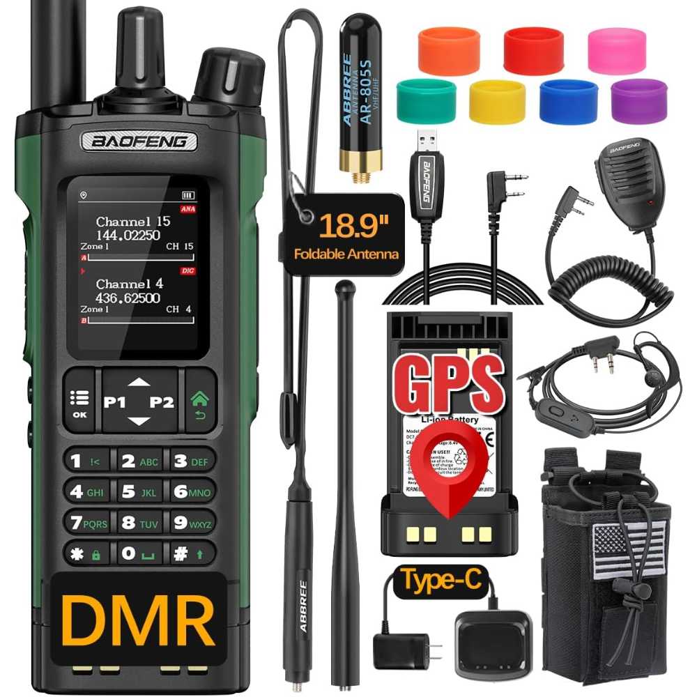 Baofeng DM32 10W Digital DMR GPS Radio w/ 18.8" Tactical Antenna + MOLLE Pouch