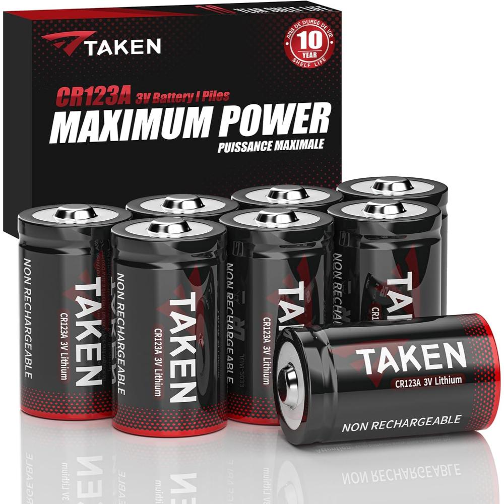 8-Pack Taken 123A Lithium Batteries