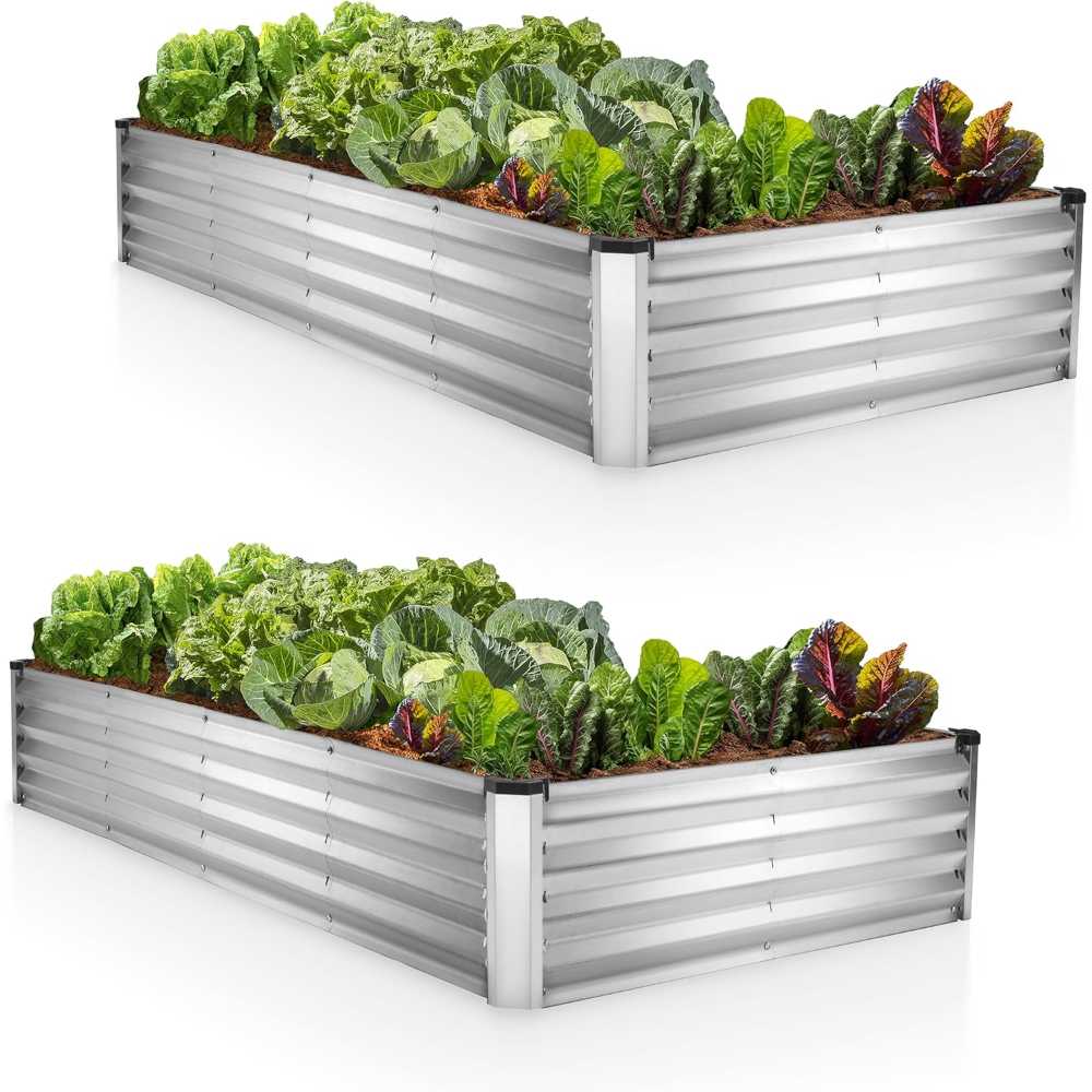2-Pack Plant & Plot 6' x 3' x 1' Galvanized Raised Garden Beds