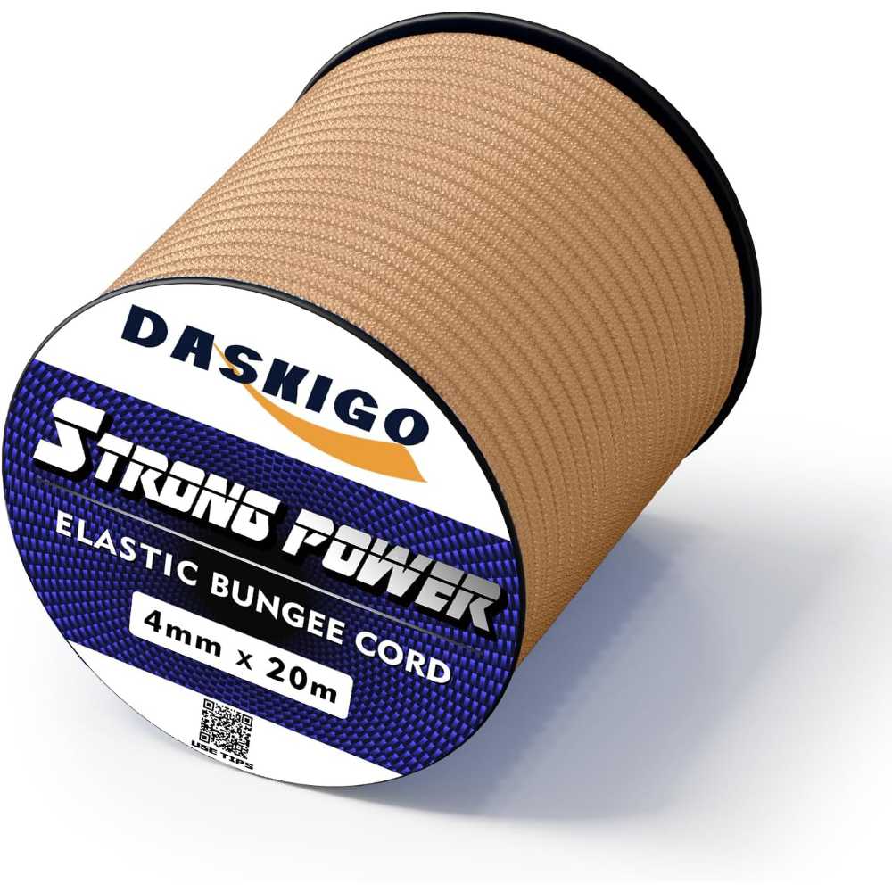 Daskigo Bungee Shock Cord (Khaki, 5/32'' x 66')