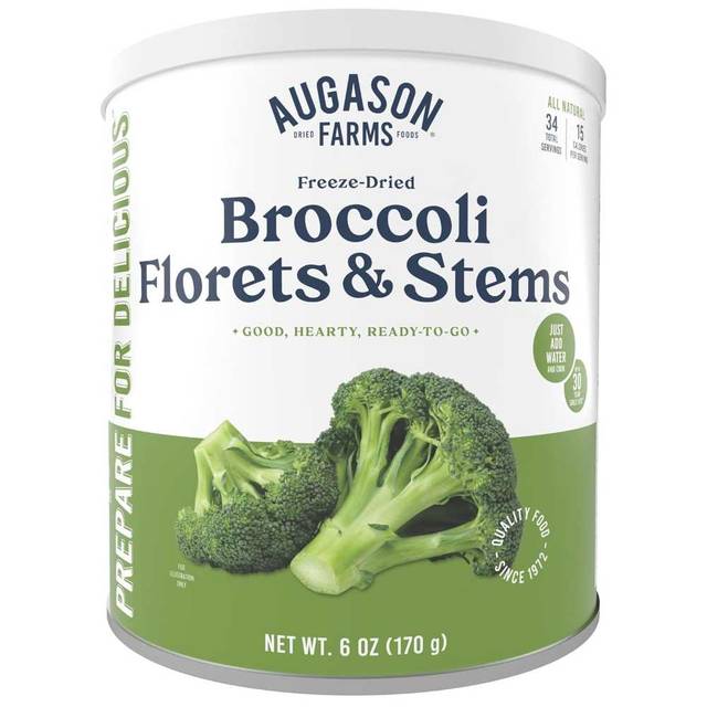 Augason Farms Freeze Dried Broccoli Florets & Stems Can