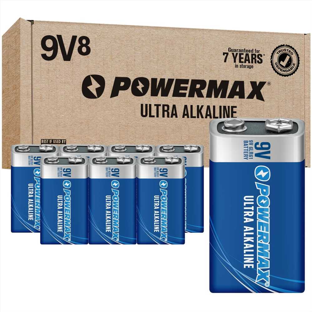8-Pack Powermax 9V Batteries