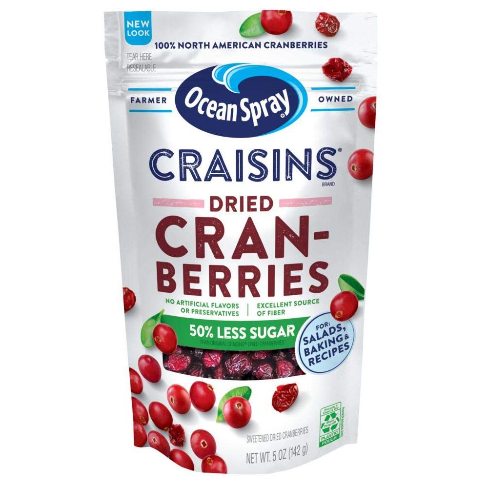 12-Pack Ocean Spray Craisins 50% Less Sugar Dried Cranberries, 5 oz.
