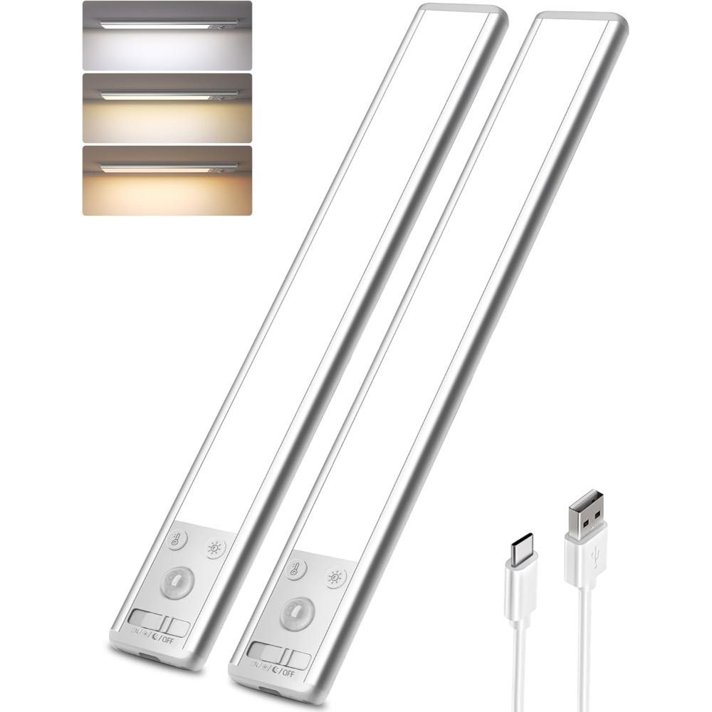 Prime Members: 2-Pack Ezvalo Wireless USB-C Rechargeable 62-LED Motion Sensor Cabinet Lights