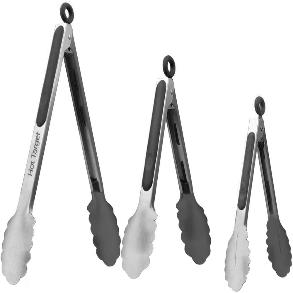 3-Pack Hot Target Heavy Duty Stainless Steel Tongs